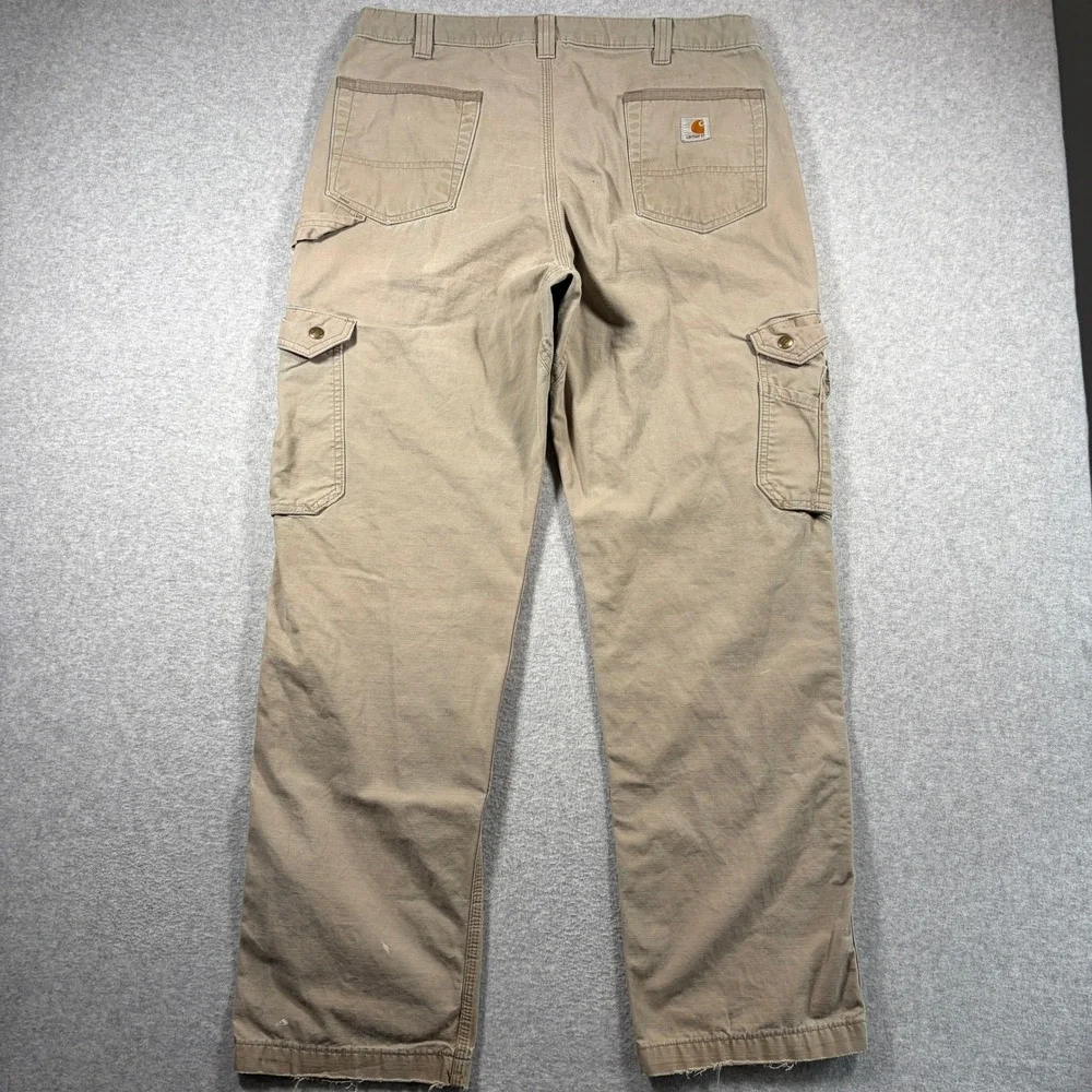Carhartt Cargo Pants Mens 36x34 Tan B342 DES Relaxed Fit Ripstop Work Trousers